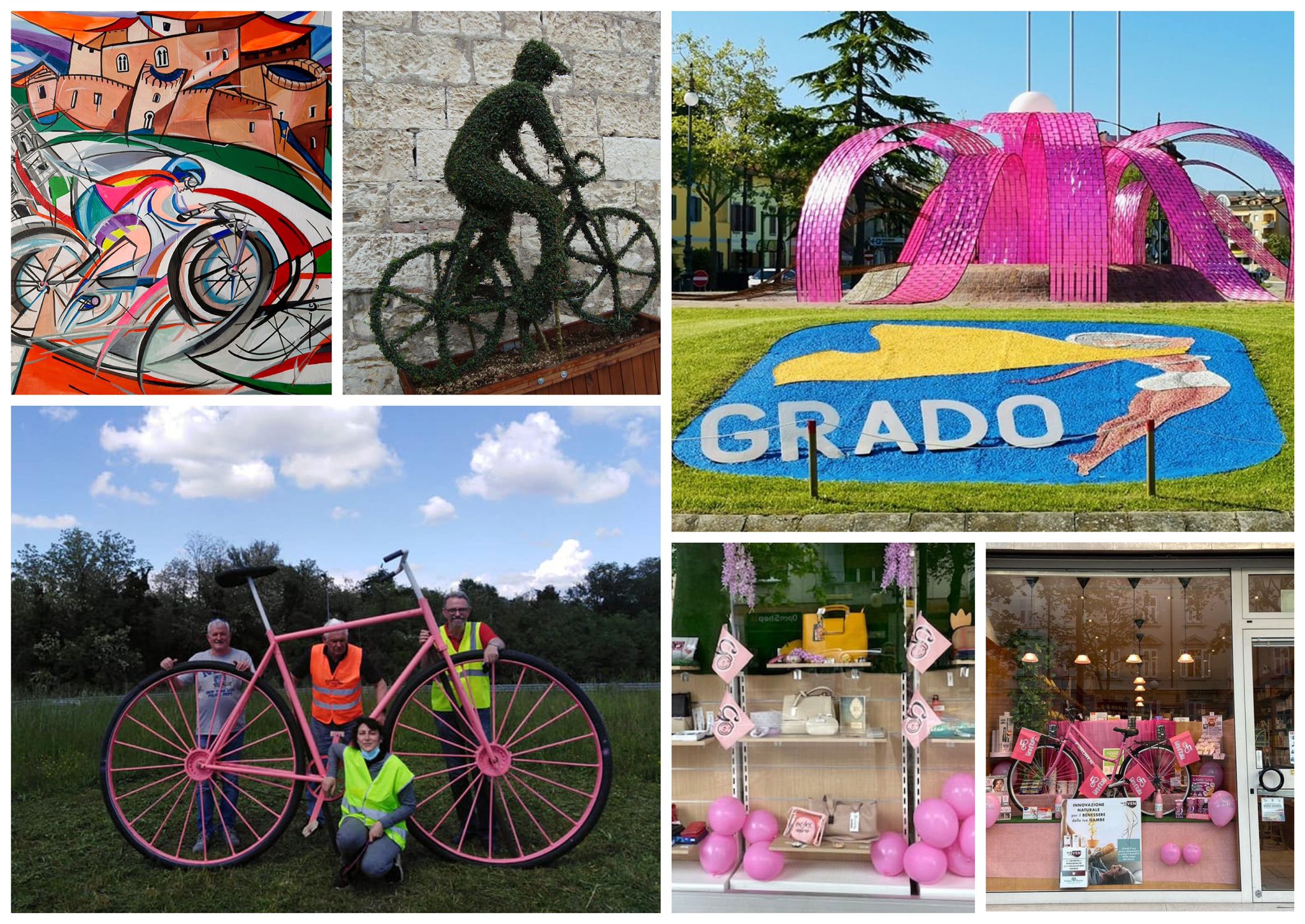 biciclette dipinte di rosa per giro d'italia