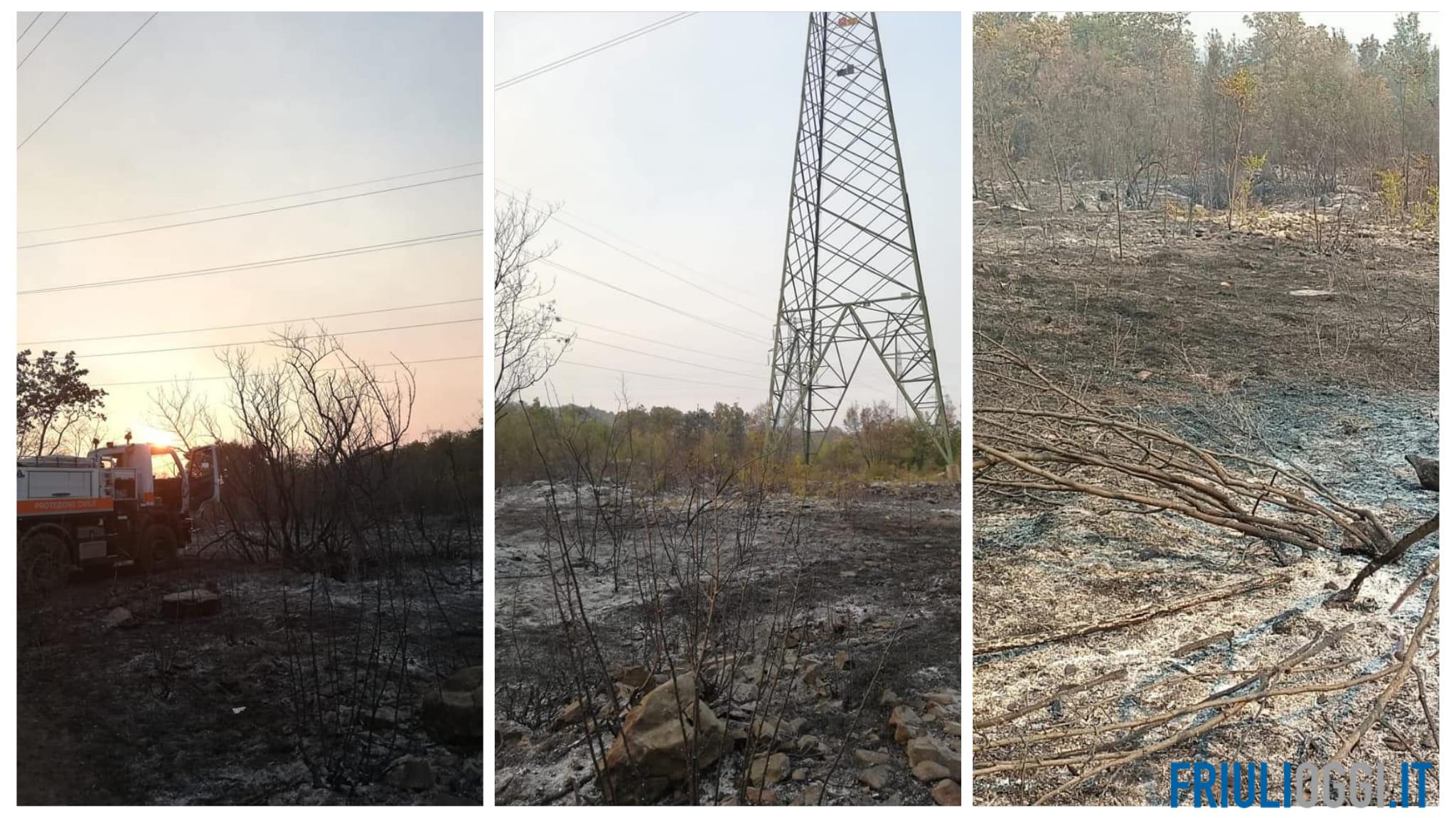 Incendio sul Carso, altra notte di