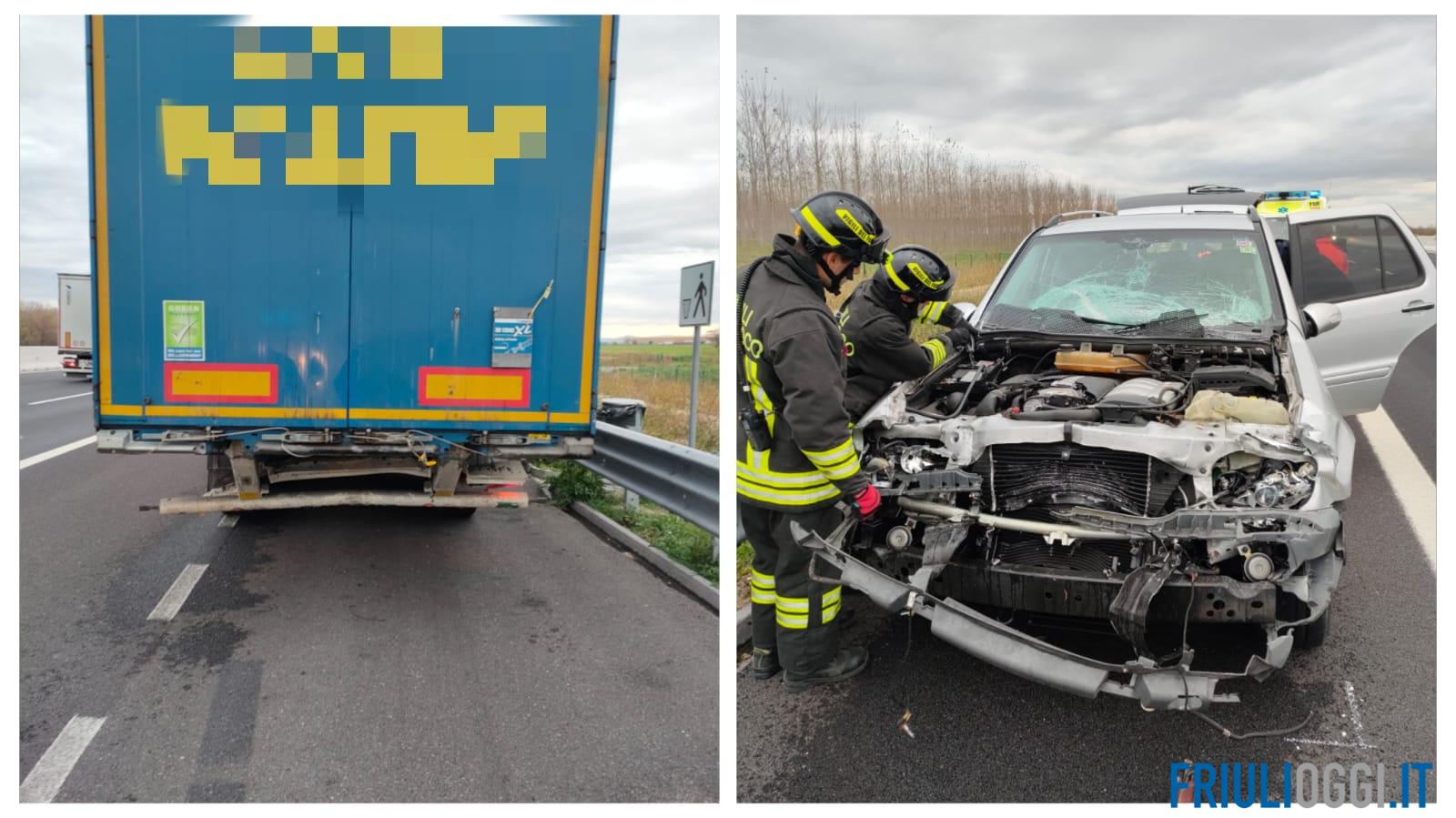 Incidente tra camion e auto sulla A4, 3 feriti: c'è anche un bambino