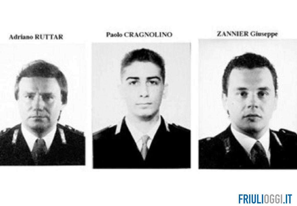 I tre poliziotti uccisi nella strage di Natale a Udine.