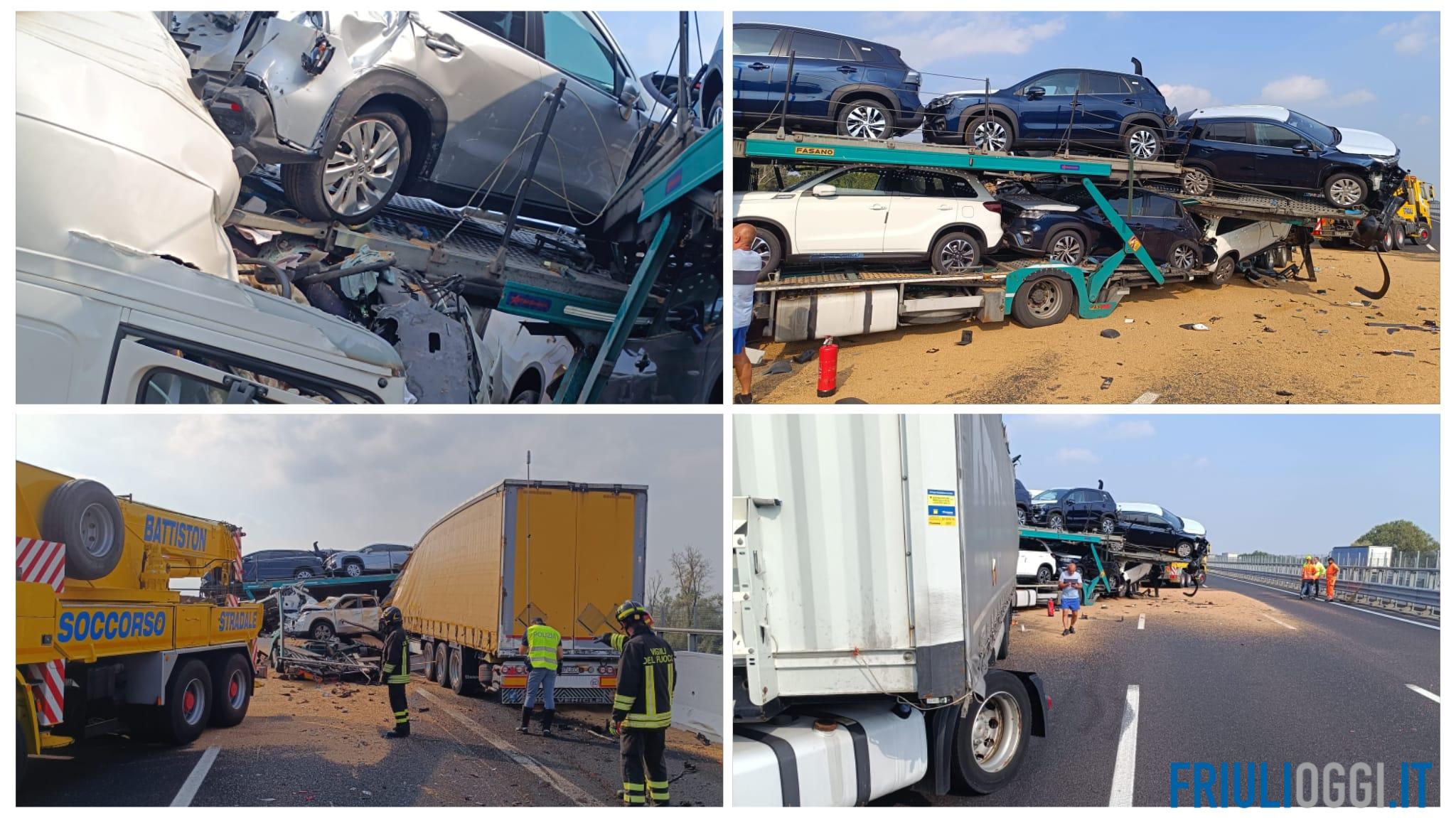 Tragico schianto tra 4 camion sulla A4: un morto e un ferito grave