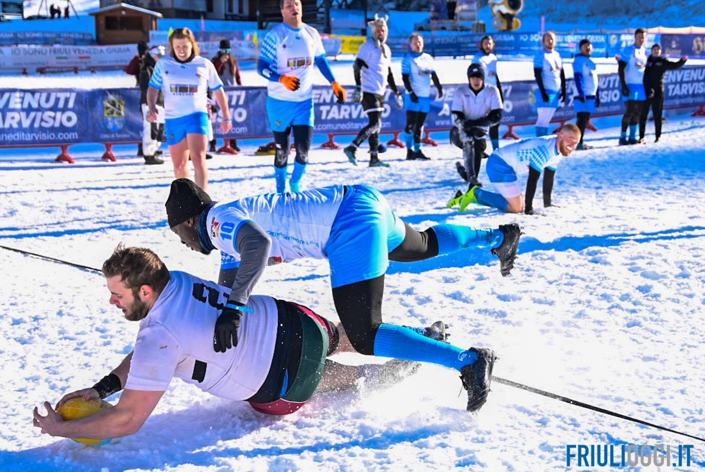 Grande spettacolo a Tarvisio per la prima giornata di Snow Rugby