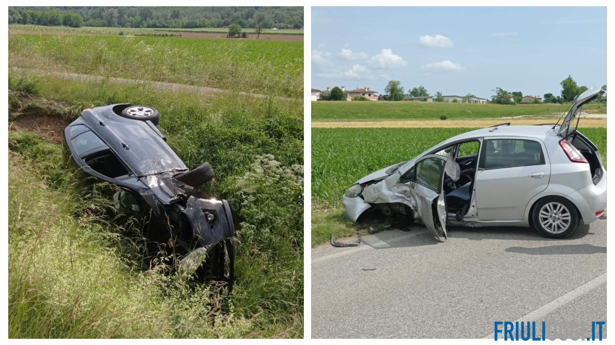 Incidente a Manzano, auto si ribalta nel fosso dopo lo scontro: ferito ...