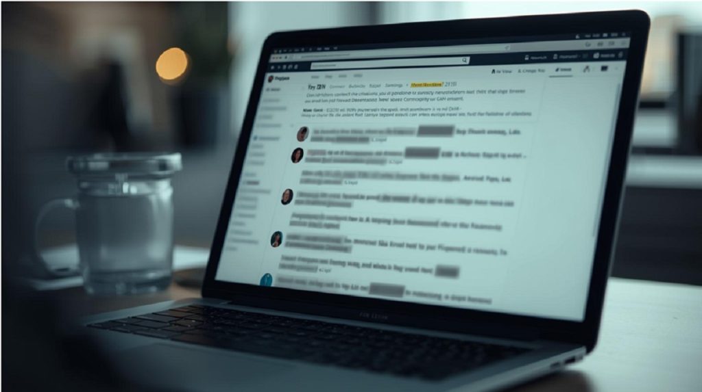  Schermo con forum e commenti anonimi sulle testimonianze dei legamenti d’amore