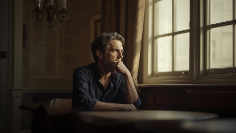 Persona riflessiva che valuta informazioni sui legamenti d’amore e sui prezzi.