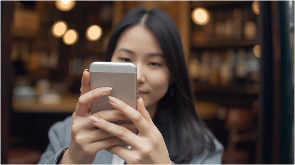 Persona consulta recensioni online a Milano su smartphone