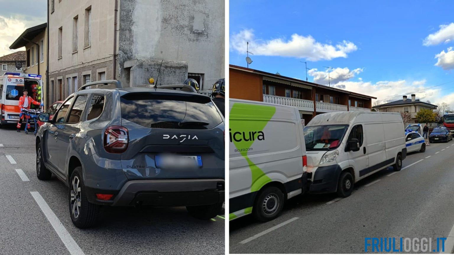 Tamponamento a Basaldella, coinvolti due furgoni e un'auto: un ferito
