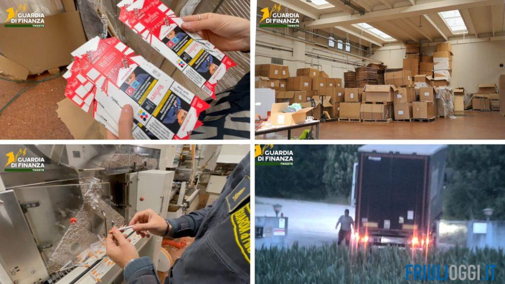 Maxi fabbrica clandestina di sigarette in Friuli: 137 milioni di pezzi prodotti, blitz della Finanza