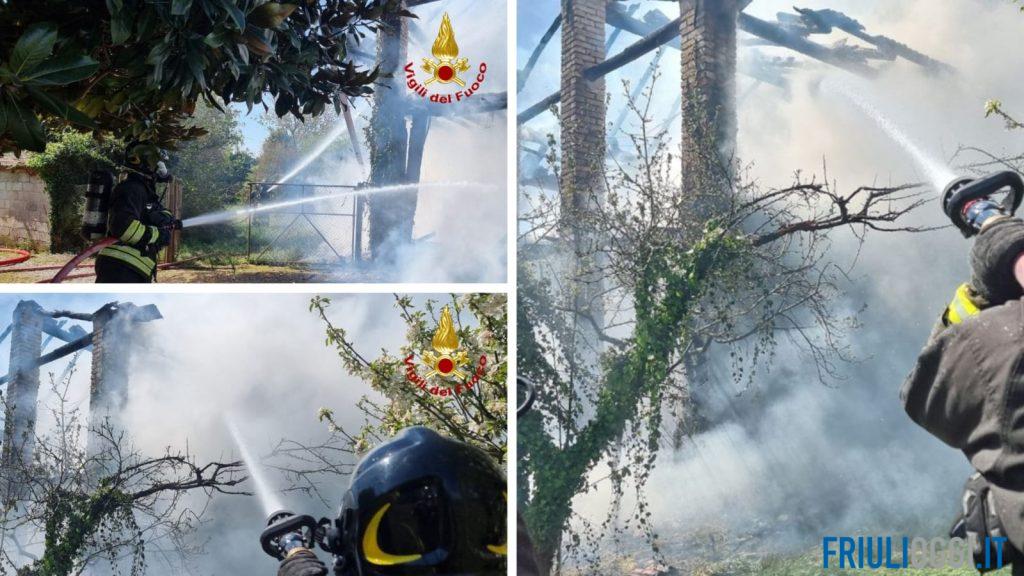 Incendio in un fienile di Fontanafredda: fiamme domate dai Vigili del Fuoco