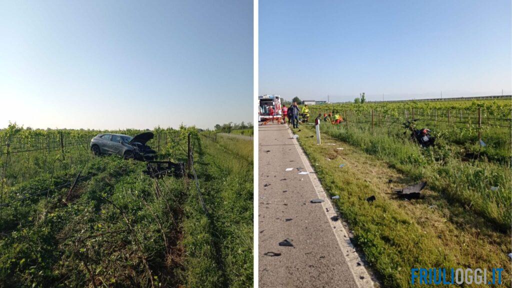 Scontro tra auto e scooter a Mortegliano, grave un centauro
