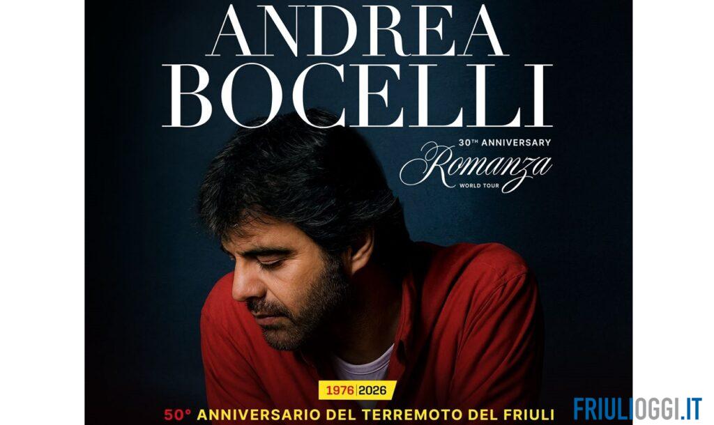 50° del sisma, concerto di Bocelli a Gemona: altri 2mila biglietti gratuiti disponibili