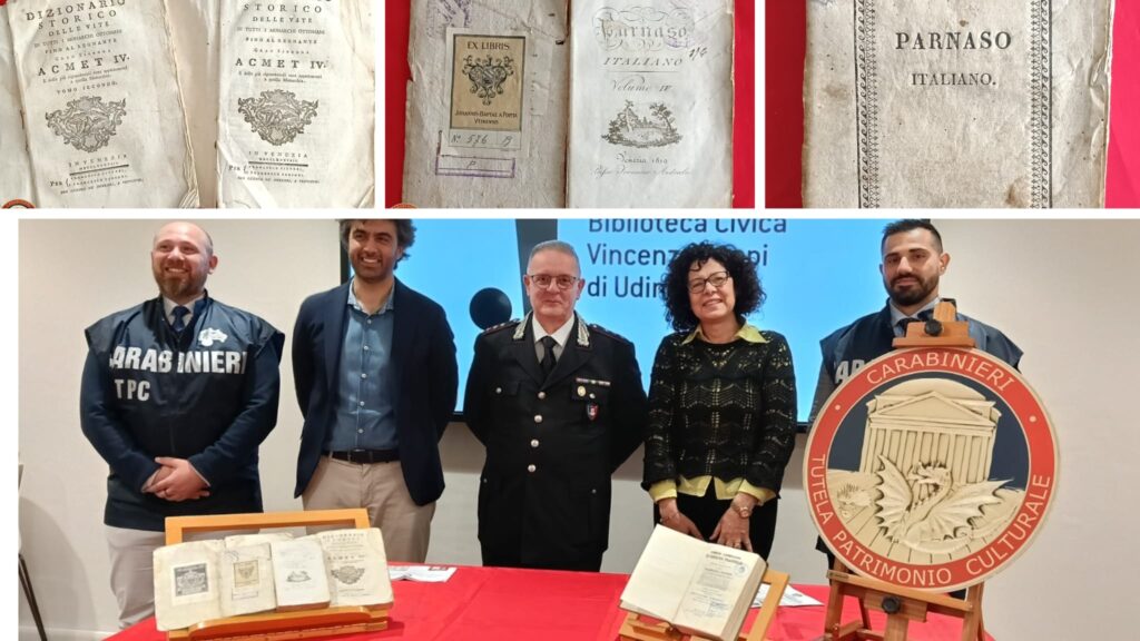 I libri antichi tornano alla Joppi, tre volumi storici recuperati dai carabinieri