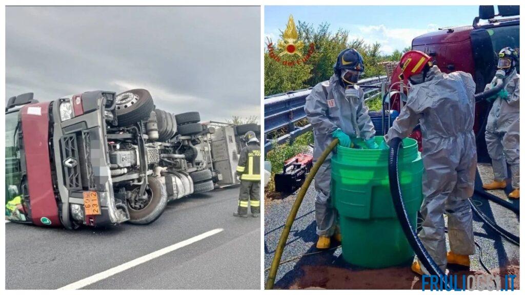 Cisterna ribaltata sull’A4, concluso il travaso del fenolo riaperta la carreggiata verso Venezia