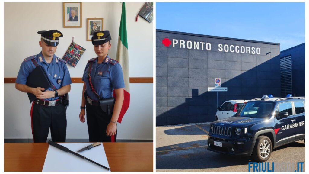 Al pronto soccorso di Lignano con coltello e bastone: denunciato un 54enne
