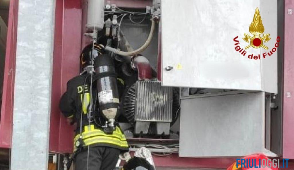 Principio d’incendio in un’azienda vinicola, prende fuoco una pressa