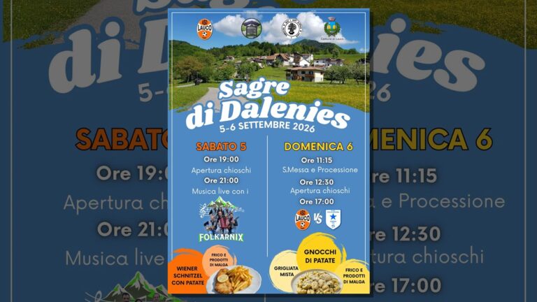 Locandina della Sagre di Dalenies 2026 ad Allegnidis