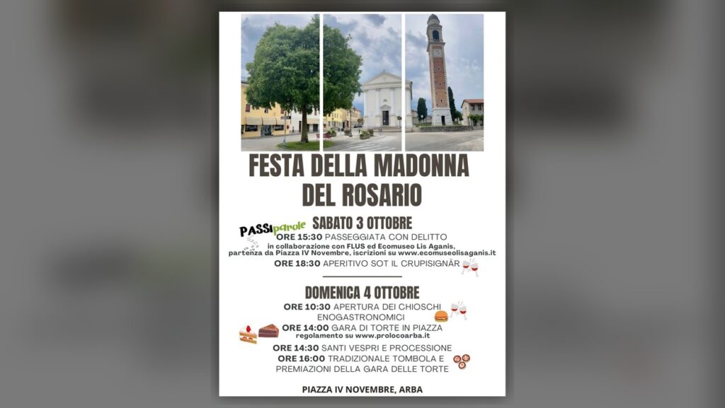 Locandina ufficiale della Festa della Madonna del Rosario 2026 ad Arba