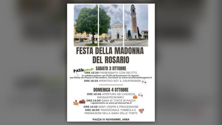 Locandina ufficiale della Festa della Madonna del Rosario 2026 ad Arba