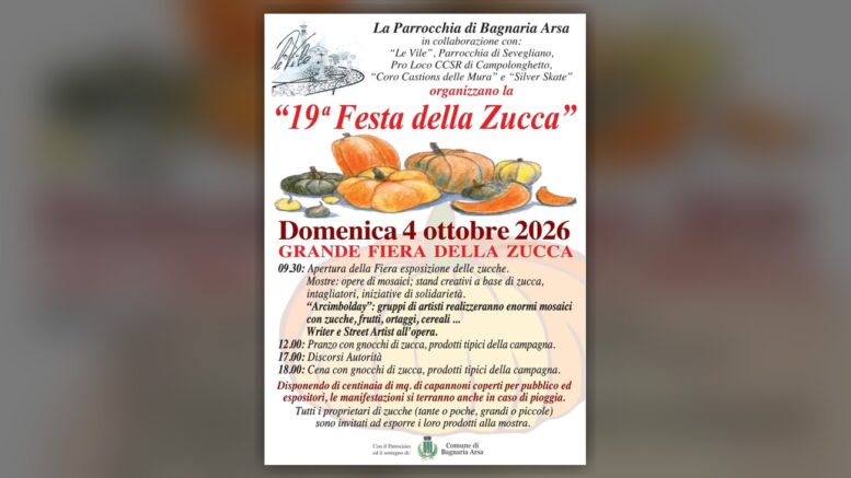 Locandina ufficiale della Festa della Zucca 2026 a Bagnaria Arsa
