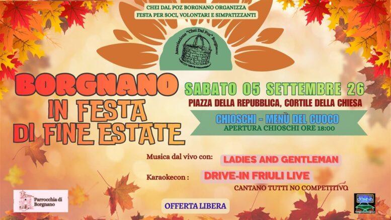 Locandina della Festa di Fine Estate 2026 a Borgnano