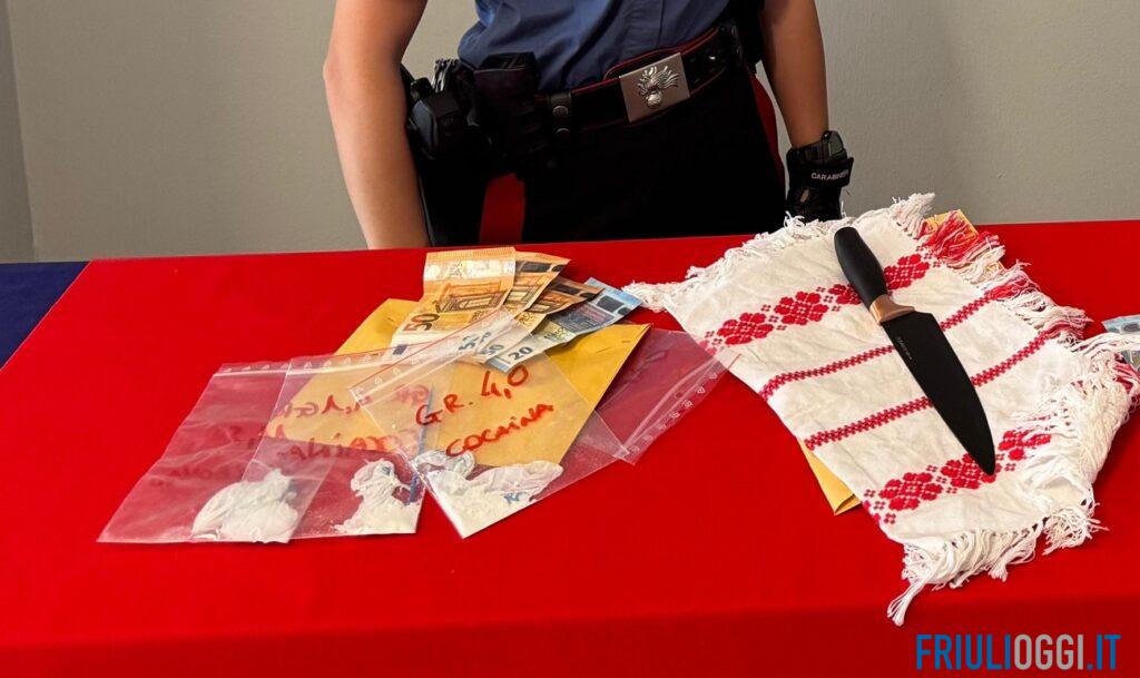 Controlli antidroga a Udine: 21enne trovato con cocaina e un coltello