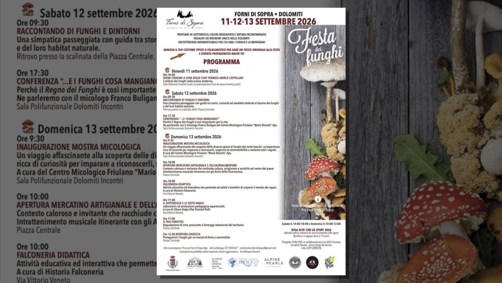 Locandina della Festa dei Funghi 2026 a Forni di Sopra