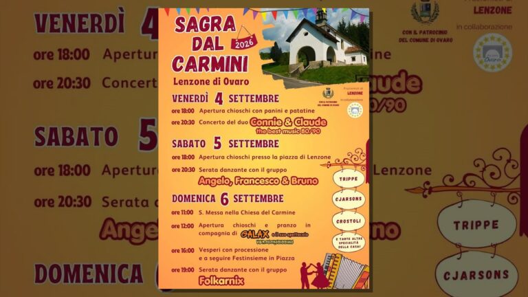 Locandina della Sagre dal Carmini 2026 a Lenzone di Ovaro