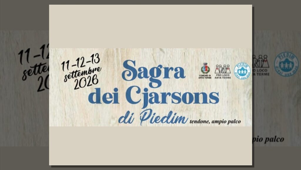 Locandina della Sagra dei Cjarsons 2026 a Piedim
