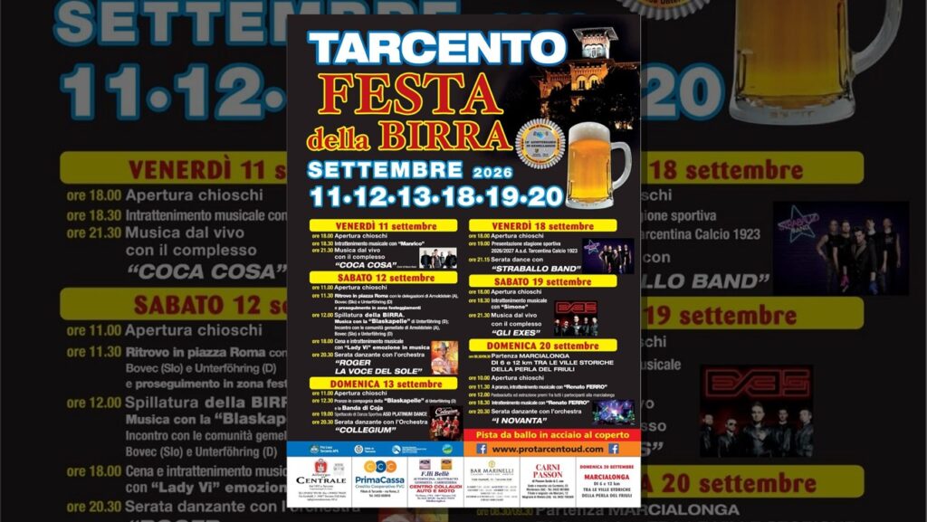 Locandina della Festa della Birra 2026 a Tarcento
