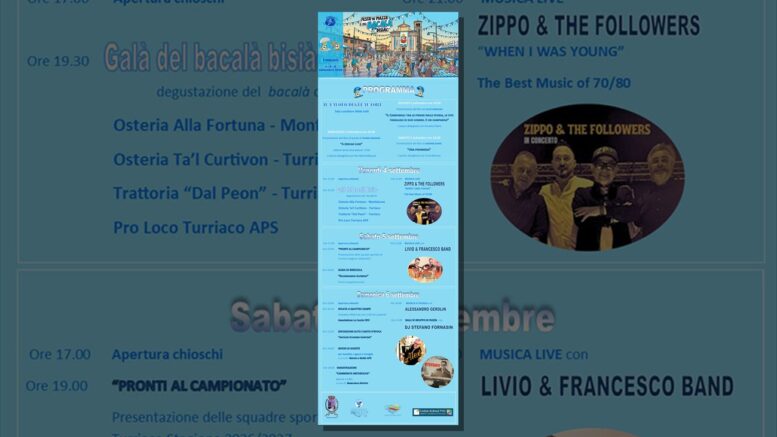 Locandina della Festa in Piazza e del Bacalà 2026 a Turriaco