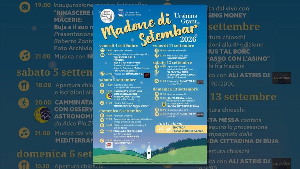 Locandina della Madone di Setembar 2026 a Ursinins Grande