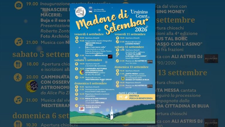 Locandina della Madone di Setembar 2026 a Ursinins Grande