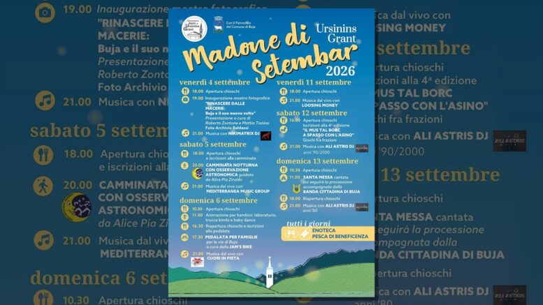 Locandina della Madone di Setembar 2026 a Ursinins Grande
