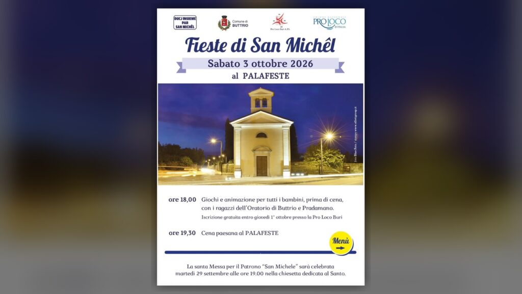 Locandina ufficiale della Fieste di San Michêl 2026 a Buttrio