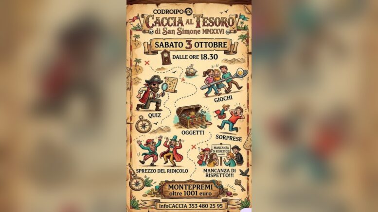 Locandina ufficiale della Caccia al Tesoro di San Simone 2026 a Codroipo