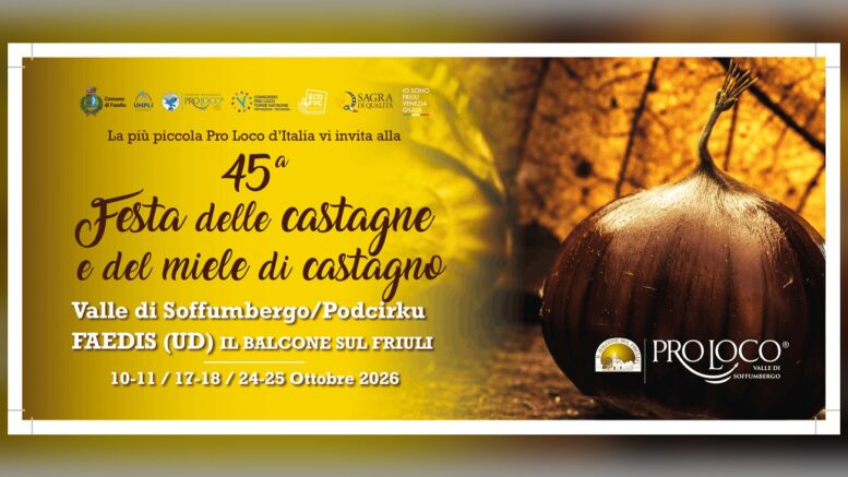Locandina ufficiale della 45ª Festa delle Castagne e del Miele di Castagno 2026 a Faedis