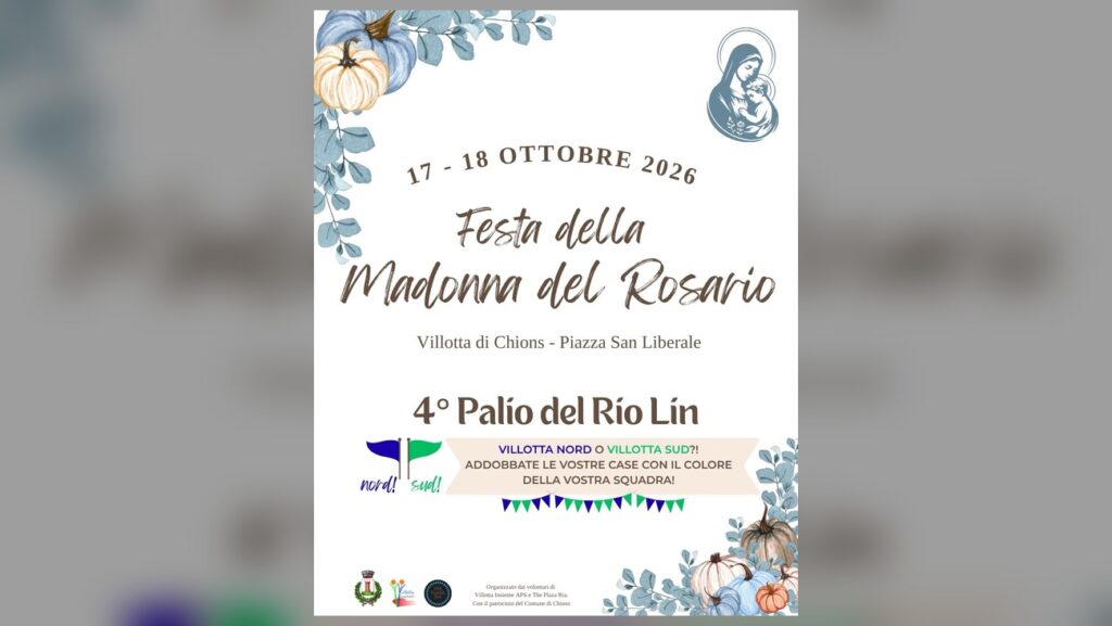 Locandina ufficiale della Festa della Madonna del Rosario 2026 a Villotta di Chions