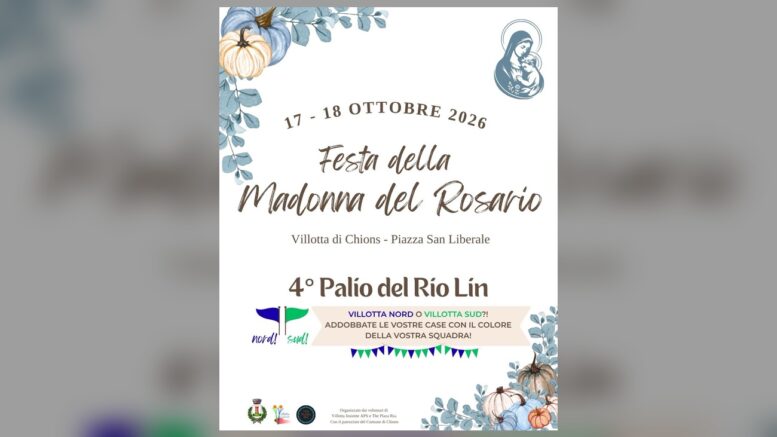 Locandina ufficiale della Festa della Madonna del Rosario 2026 a Villotta di Chions