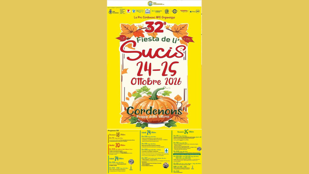 Locandina ufficiale di Fiesta de li Sucis 2026 a Cordenons