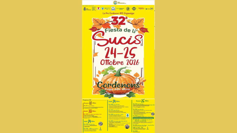 Locandina ufficiale di Fiesta de li Sucis 2026 a Cordenons