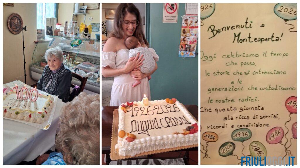 Un secolo di vita e una vita appena iniziata: a Monteaperta la festa per Anilla e Gabriele