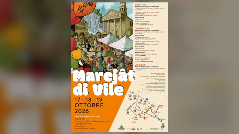 Locandina ufficiale del Marcjât da Vile 2026 a Villa Santina