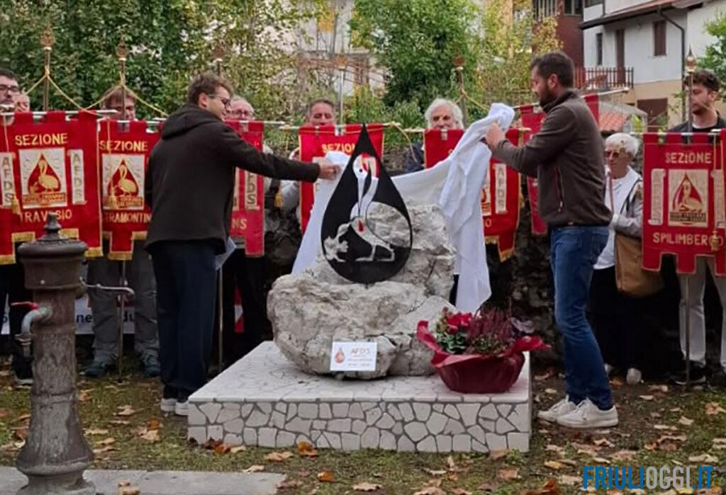 A Meduno una stele in piazza per i 50 anni dell’Associazione donatori sangue