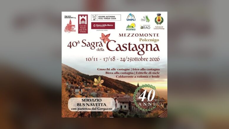 Locandina ufficiale della Sagra della Castagna 2026 a Mezzomonte