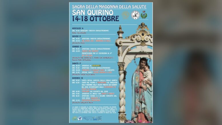 Locandina ufficiale della 51ª Sagra della Madonna della Salute 2026 a San Quirino