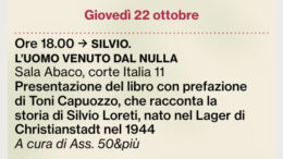 Riquadro ufficiale della presentazione di Silvio. L’uomo venuto dal nulla a Codroipo il 22 ottobre 2026