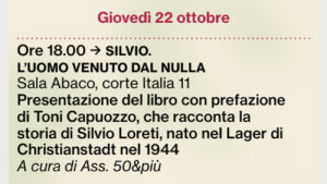 Riquadro ufficiale della presentazione di Silvio. L’uomo venuto dal nulla a Codroipo il 22 ottobre 2026