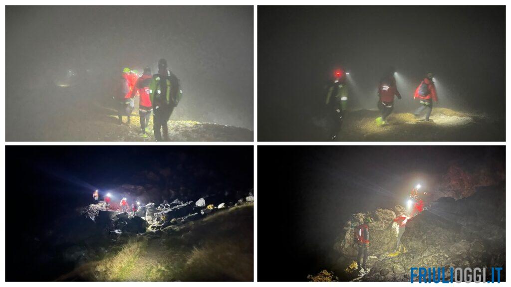 Escursionisti bloccati a 2.150 metri dal buio e dal terreno impervio: soccorsi nella notte a Pontebba